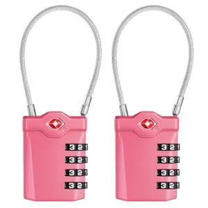 TSA Approved 4-Digit Travel Cable Locks - Pink