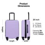 Travelhouse 20" Lightweight Hardshell Luggage - Light Purple