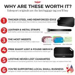 Indestructible Black Metal Luggage Tags with Recovery Service