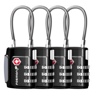 Fosmon TSA Approved 3-Digit Cable Locks - 4 Pack