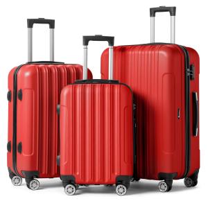 Zimtown 3-Piece Red Spinner Luggage Set with TSA Lock