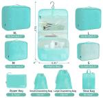 Blue Packing Cubes Set with Toiletries Bag