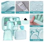 Blue Packing Cubes Set with Toiletries Bag
