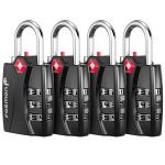 Fosmon TSA Approved 3-Digit Luggage Locks - 4 Pack
