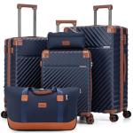 Cosbarn 5-Piece TSA Lock Luggage Set - Dark Blue