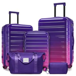 LARVENDER 5-Piece Expandable Luggage Set with Lock