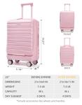 LARVENDER 20 Inch Expandable Carry On Luggage with TSA Lock