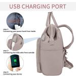 EMPSIGN Quilted Grey Pink Laptop Backpack & Bag