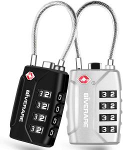 TSA Approved Luggage Locks, 4-Digit Combo, 2 Pack