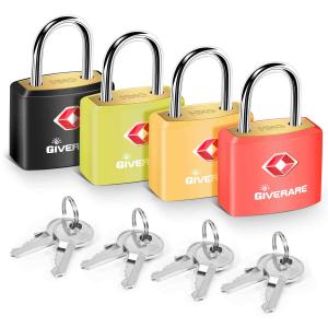 4-Pack TSA Approved Luggage Locks with Keys