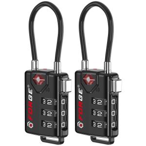 TSA Approved Black Cable Luggage Locks – 2 Pack