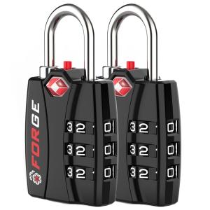 Forge TSA Approved Black Luggage Locks, 2-Pack