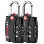 Forge TSA Approved Black Luggage Locks, 2-Pack