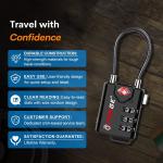 TSA Approved Black Cable Luggage Locks – 2 Pack