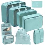 Blue Packing Cubes Set with Toiletries Bag