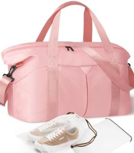 Pink Duffle Bag with Trolley Sleeve for Travel