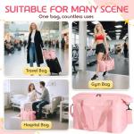 Pink Duffle Bag with Trolley Sleeve for Travel