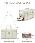 Beige Weekender Duffle Bag with Shoe Compartment
