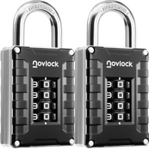 4-Digit TSA Luggage Lock 2-Pack, Black/Silver