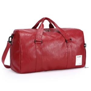 Waterproof Leather Travel Duffel with Shoe Compartment