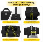 LONALIA 21” Black Gym Duffle Bag with Trolley Sleeve