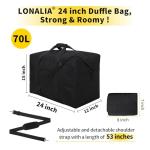 LONALIA 70L Heavy Duty Travel Duffle Bag