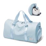 Sky Blue Travel Duffle Bag with Shoe Compartment