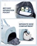 Sky Blue Travel Duffle Bag with Shoe Compartment