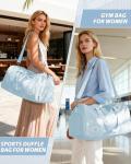 Sky Blue Travel Duffle Bag with Shoe Compartment
