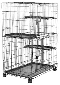 Large 3-Tier Cat Playpen Crate - Black