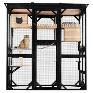 Large Outdoor Cat Catio with 6 Doors