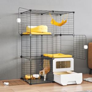 Oneluck 3-Tier Indoor Cat Playpen with Litter Box