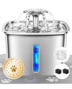 Veken Stainless Steel Cat Water Fountain 95oz