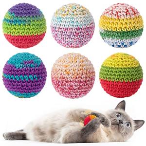 Set of 6 Retro Wool Cat Balls with Bell