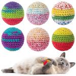 Set of 6 Retro Wool Cat Balls with Bell