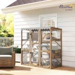 Wooden Outdoor Cat Enclosure with Platforms and Boxes