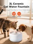 WOPET Ceramic Cat Water Fountain with Ultra-Quiet Pump