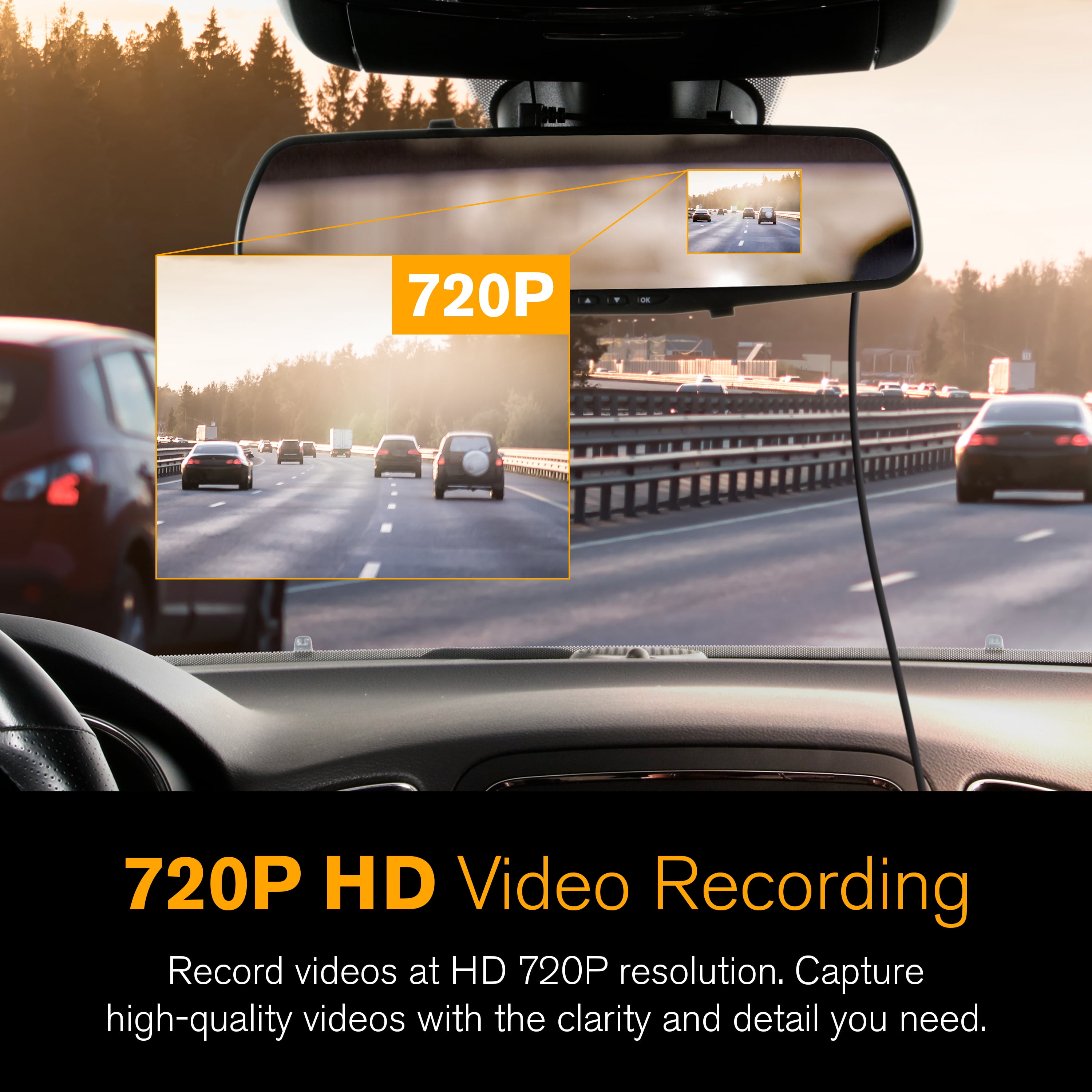 YADA 720P HD Dash Cam with Rear View Mirror