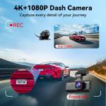 REDTIGER 4K Dual Dash Cam with Wi-Fi & GPS