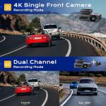 Pelsee P1 Duo Dash Cam - Dual Front/Rear, 4K
