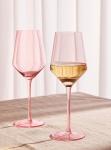 Set of 6 Physkoa Pink Hand Blown Wine Glasses