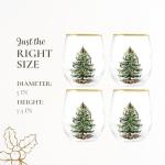 Set of 4 Spode Christmas Tree Stemless Wine Glasses
