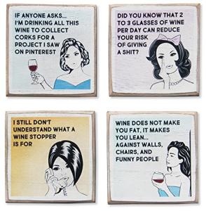 Funny Wine Coasters with Holder for Wine Lovers