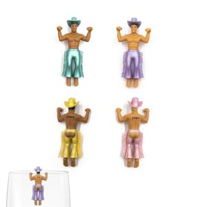 Disco Cowboys Wine Glass Charms - 4 Count