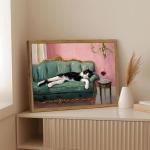 Whimsical Cat and Wine Wall Art 12x16