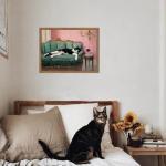 Whimsical Cat and Wine Wall Art 12x16