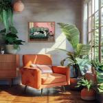 Whimsical Cat and Wine Wall Art 12x16