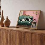 Whimsical Cat and Wine Wall Art 12x16