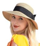 Women's Foldable Straw Sun Hat with UPF 50+