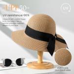 Women's Foldable Straw Sun Hat with UPF 50+